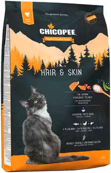 Chicopee Holistic Nature Line Cat Adult Hair &amp; Skin для взрослых кошек с чувствительной кожей и шерстью (1,5 кг)