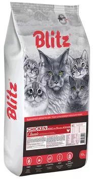 Blitz Classic Adult Cat Chicken для взрослых кошек с курицей (10 кг)