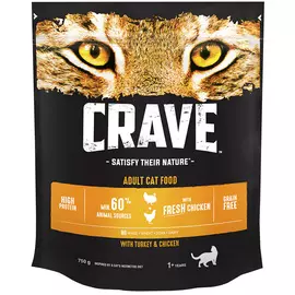 Crave Cat Adult беззерновой для взрослых кошек с курицей и индейкой (0,75 кг)