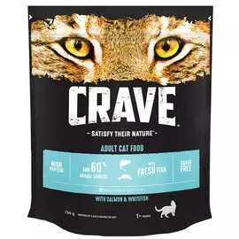 Crave Cat Adult беззерновой для взрослых кошек с лососем и белой рыбой (0,75 кг)
