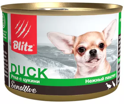 Blitz Sensitive для собак мелких пород паштет с уткой и цукини (200 гр х 24 шт)