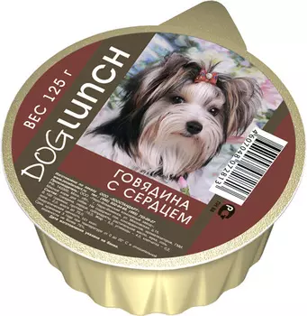 Dog Lunch для взрослых собак крем-суфле с говядиной и сердцем (125 гр х 10 шт)