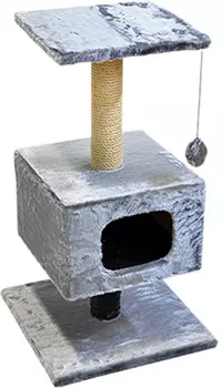 Дом для кошек на подставке Зооник серый мех 45 х 45 х 80 см (1 шт)