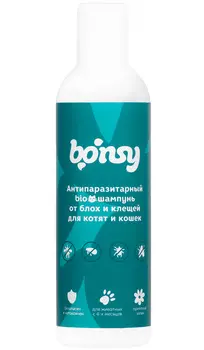 Bonsy BIOшампунь антипаразитарный от блох и клещей для кошек и котят 250 мл (1 шт)