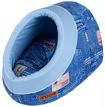 Домик для собак и кошек Xody Лукошко Джинс хлопок 43 х 32 х 34 см (1 шт)