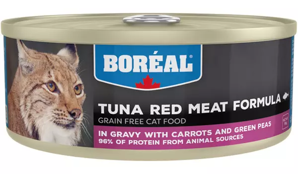 Boreal беззерновые для кошек и котят с красным мясом тунца, морковью и зеленым горошком в соусе (80 гр)