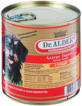 Dr. Alder's Garant для взрослых собак рубленое мясо с птицей (750 гр х 12 шт)