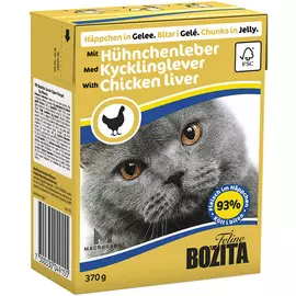 Bozita Chunks In Jelly Chicken Liver для кошек и котят с куриной печенью в желе (370 гр)