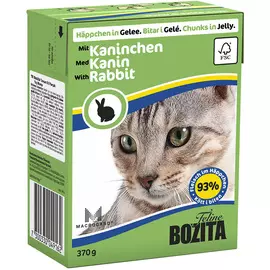 Bozita Chunks In Jelly Rabbit для кошек и котят с кроликом в желе (370 гр х 16 шт)