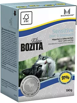 Bozita Feline Function Diet &amp; Stomach для взрослых кошек с чувствительным пищеварением с лосем в желе (190 гр)