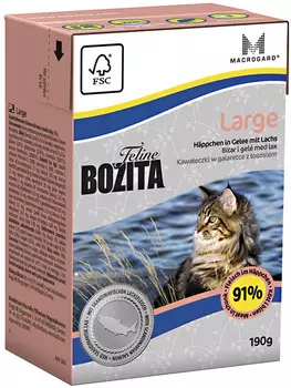 Bozita Feline Function Large Salmon для взрослых кошек крупных пород с лососем в желе (190 гр х 16 шт)