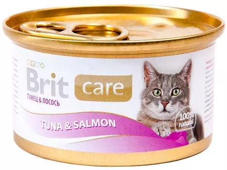 Brit Care Cat Tuna &amp; Salmon для взрослых кошек с тунцом и лососем (80 гр х 12 шт)