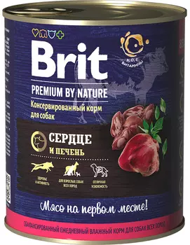 Brit Premium By Nature Dog для взрослых собак с сердцем и печенью (850 гр х 6 шт)