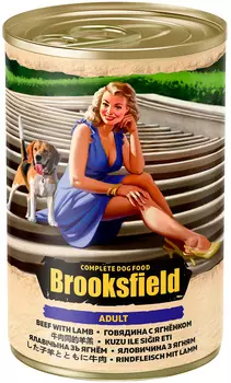 Brooksfield Adult Dog All Breeds для взрослых собак всех пород с говядиной, ягненком и рисом (400 гр х 12 шт)