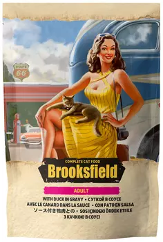 Brooksfield Cat Adult для взрослых кошек с уткой в соусе (85 гр х 22 шт)