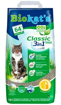Biokat's Classic Fresh 3 in 1 наполнитель комкующийся для туалета кошек с ароматом весенняя свежесть (10 + 10 л)