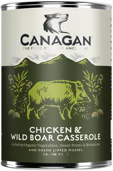Canagan Grain Free Chicken &amp; Wild Boar для взрослых собак с тушеной курицей и диким кабаном (400 гр х 6 шт)