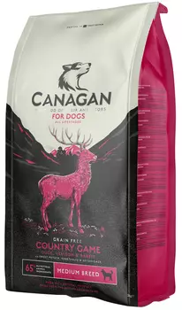 Canagan Grain Free Country Game Medium Breed беззерновой для собак и щенков средних пород с уткой, олениной и кроликом (2 кг)
