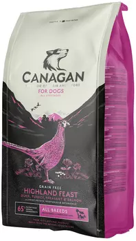 Canagan Grain Free Highland Feast All Breed беззерновой для собак и щенков всех пород с уткой, индейкой и фазаном (12 кг)