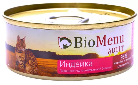 Biomenu Adult для взрослых кошек мясной паштет с индейкой (100 гр)