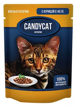 Candycat для взрослых кошек с курицей в желе (85 гр х 24 шт)