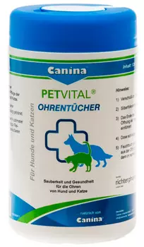 Canina Petvital Ohrentucher салфетки влажные для ухода за ушами собак и кошек 120 шт (1 шт)