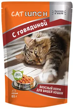 Cat Lunch для взрослых кошек с говядиной в желе (85 гр х 24 шт)