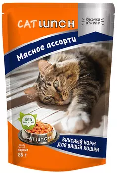 Cat Lunch для взрослых кошек с мясным ассорти в желе (85 гр х 24 шт)