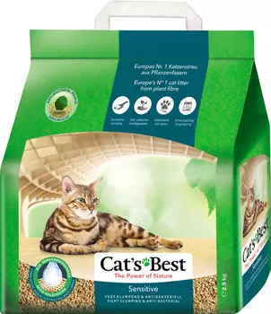 Cat's Best Sensitive наполнитель древесно-комкующийся для туалета кошек (8 + 8 л)