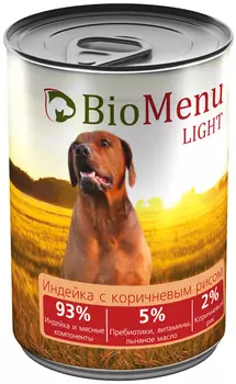 Biomenu Adult Light диетические для взрослых собак с индейкой и коричневым рисом (410 гр)