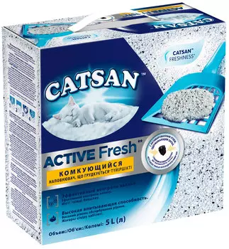 Catsan Active Fresh наполнитель комкующийся для туалета кошек (5 л)