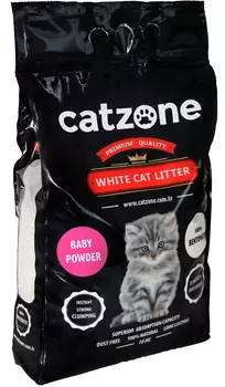 Catzone Baby Powder наполнитель комкующийся для туалета кошек с ароматом детской присыпки (10 кг)