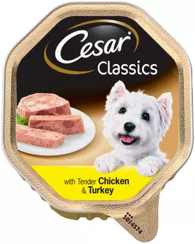 Cesar Classics для взрослых собак паштет с курицей и индейкой (150 гр)