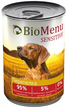 Biomenu Adult Sensitive для взрослых собак с чувствительным пищеварением с перепелкой (410 гр х 12 шт)