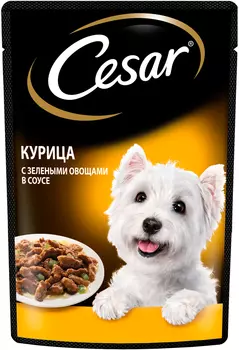 Cesar для взрослых собак маленьких пород с курицей и зелеными овощами (85 гр х 28 шт)