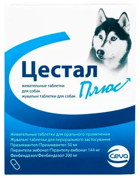 цестал плюс антигельминтик для взрослых собак (1 уп)