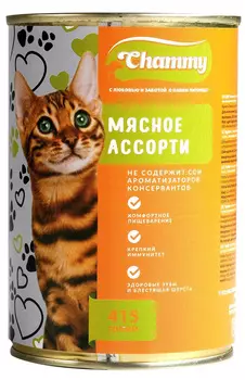 Chammy для взрослых кошек мясное ассорти в соусе (415 гр х 12 шт)