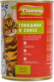Chammy для взрослых кошек с говядиной в соусе 47181020 (415 гр х 12 шт)