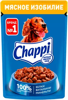 Chappi для взрослых собак сытный мясной обед с мясным изобилием пауч (85 гр х 28 шт)