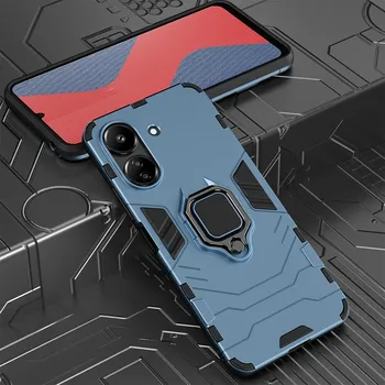 Противоударный защитный чехол KEYSION для Xiaomi POCO C65 C51 C50 40, силикон + ПК, металлическое кольцо-подставка, задняя крышка для телефона Redmi 13C 12C 10C for POCO C65 красный