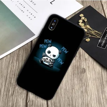 Милый черный силиконовый чехол для телефона с пандой для iPhone 12 XR XS Max 5 5S SE 2020 6 6S 7 8 PLUS X 11Pro Max11 Cover Shell iPhone 5 5S SE