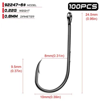 Крючок PRO BEROS из высокоуглеродистой стали, одинарный, с бородкой, 100 шт./пакет 2#(100pcs/bag)