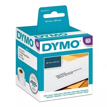Этикетки Dymo S0722370 адресные, белые бумажные, 89 х 28 мм, 130х2 этикеток, стойкие