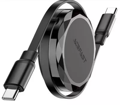Кабель ACEFAST C13-03 выдвижной зарядный и для передачи данных USB-C - USB-C 60W Retractable Charging Data Cable. Цвет: черный