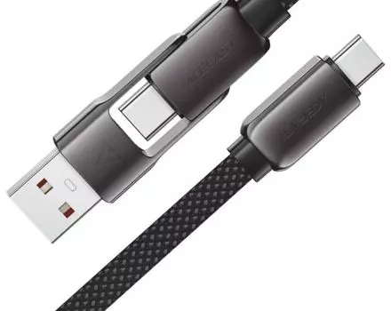 Кабель ACEFAST C13-05 зарядный с цинковыми коннекторами и нейлоновой оплеткой USB-A/USB-C To USB-C Short Zinc Alloy Connectors Charging Data Cable. Дл
