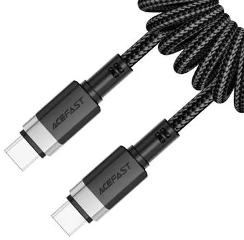 Кабель ACEFAST C14-03 для подзарядки и передачи данных USB-C To USB-C Spring Charging Data Cable. Цвет: черный