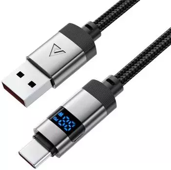 Кабель ACEFAST C15-04 для зарядки и передачи данных с цифровым дисплеем из цинкового сплава USB-A To USB-C Zinc Alloy Digital Display Braided Charging