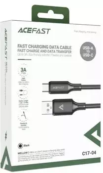 Кабель ACEFAST C17-04 для зарядки и передачи данных USB-A To USB-C Silicone Charging Data Cable. Цвет: черный