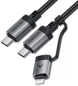 Кабель ACEFAST C20-01 для зарядки и передачи данных с цифровым дисплеем USB-C To USB-C / Lightning Aluminum Alloy Connectors Charging Data Cable. Цвет