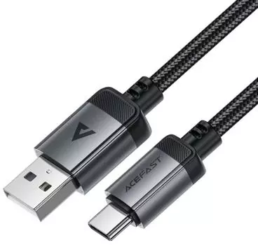 Кабель ACEFAST C20-04 для зарядки и передачи данных с цифровым дисплеем USB-A To USB-C Aluminum Alloy Charging Data Cable. Цвет: черынй